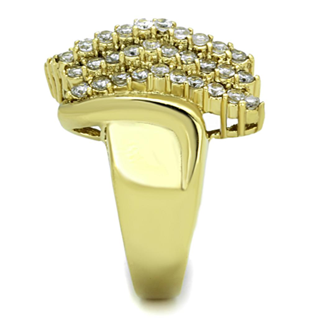 TK1554 - IP Gold(Ion Plating) Stainless Steel Ring with AAA Grade CZ  in Clear Alamode