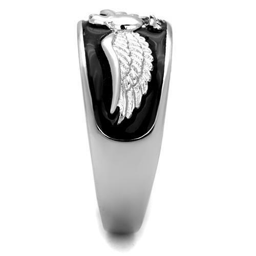 TK1597 - High polished (no plating) Stainless Steel Ring with Epoxy  in Jet-3