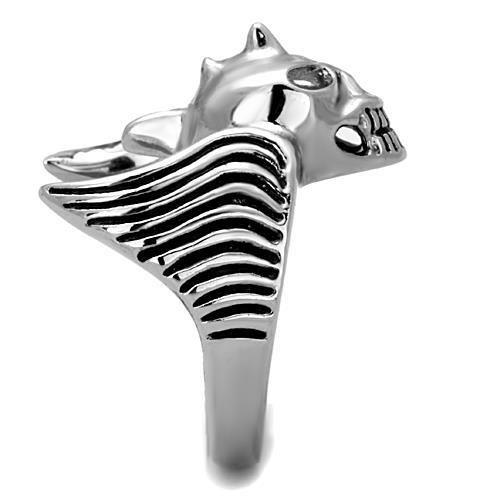TK1599 - High polished (no plating) Stainless Steel Ring with Epoxy  in Jet Alamode