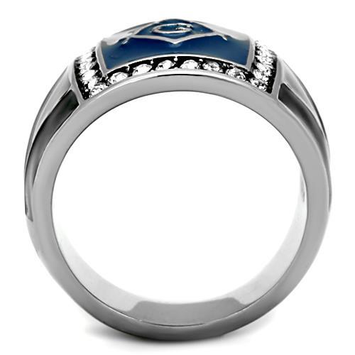 TK1612 - High polished (no plating) Stainless Steel Ring with Top Grade Crystal  in Clear Alamode