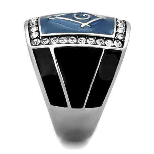 TK1612 - High polished (no plating) Stainless Steel Ring with Top Grade Crystal  in Clear Alamode