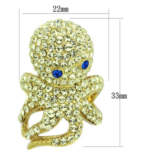 TK1640 - IP Gold(Ion Plating) Stainless Steel Ring with Top Grade Crystal  in Multi Color Alamode