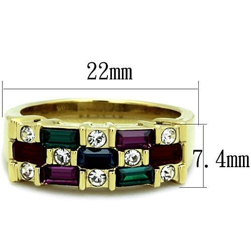 TK1719 - IP Gold(Ion Plating) Stainless Steel Ring with Top Grade Crystal  in Multi Color Alamode