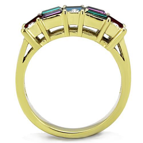 TK1719 - IP Gold(Ion Plating) Stainless Steel Ring with Top Grade Crystal  in Multi Color Alamode