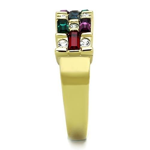 TK1719 - IP Gold(Ion Plating) Stainless Steel Ring with Top Grade Crystal  in Multi Color Alamode
