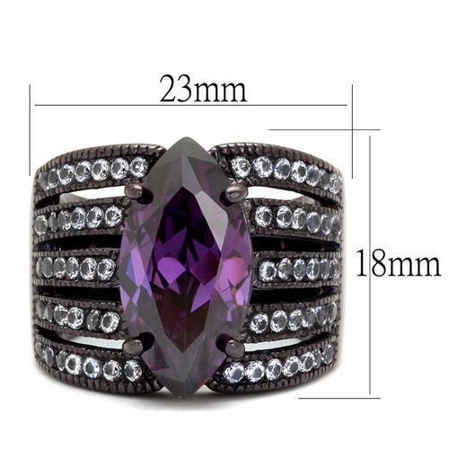 TK1752DC - IP Dark Brown (IP coffee) Stainless Steel Ring with AAA Grade CZ  in Amethyst-1