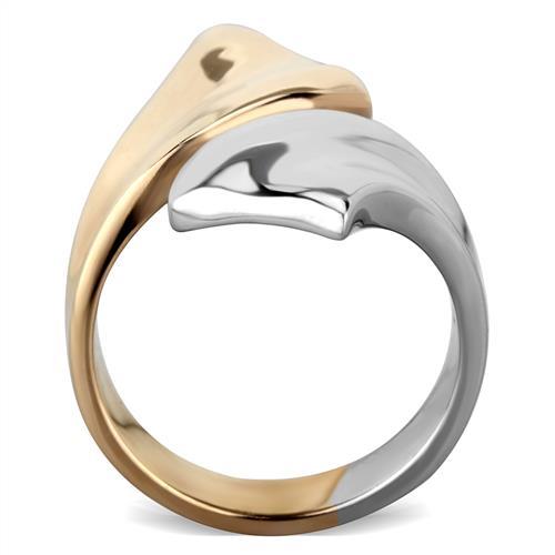 TK1793 - Two-Tone IP Rose Gold Stainless Steel Ring with No Stone Alamode