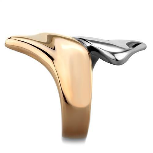 TK1793 - Two-Tone IP Rose Gold Stainless Steel Ring with No Stone Alamode