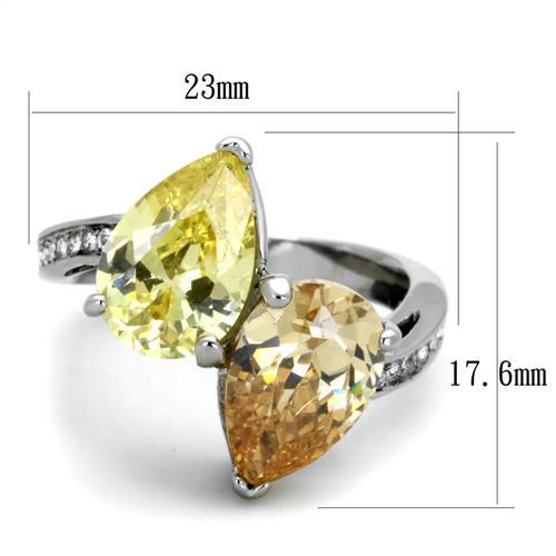 TK1820 - High polished (no plating) Stainless Steel Ring with AAA Grade CZ  in Multi Color-1