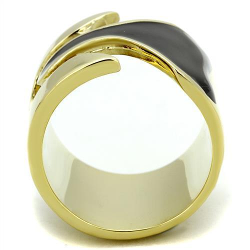 TK1860 - IP Gold(Ion Plating) Stainless Steel Ring with Epoxy  in Jet Alamode