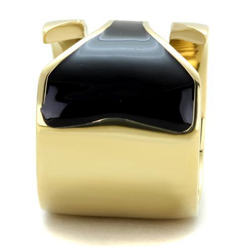 TK1860 - IP Gold(Ion Plating) Stainless Steel Ring with Epoxy  in Jet Alamode