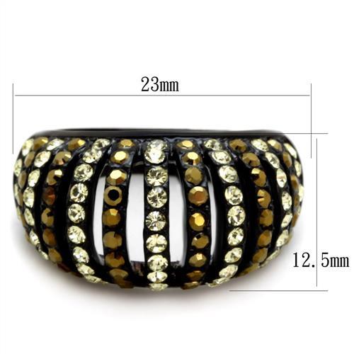 TK1865 - IP Black(Ion Plating) Stainless Steel Ring with Top Grade Crystal  in Multi Color-1