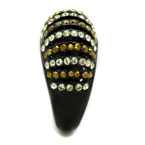 TK1865 - IP Black(Ion Plating) Stainless Steel Ring with Top Grade Crystal  in Multi Color-3