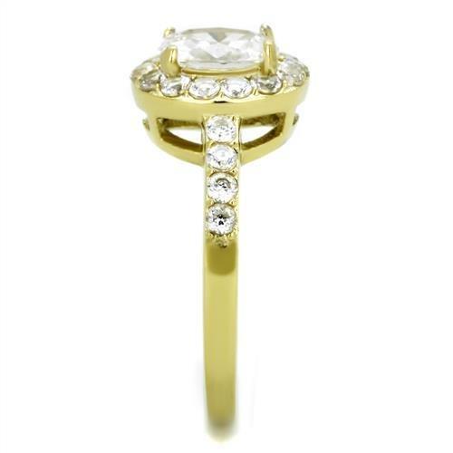 TK1901 - IP Gold(Ion Plating) Stainless Steel Ring with AAA Grade CZ  in Clear-3