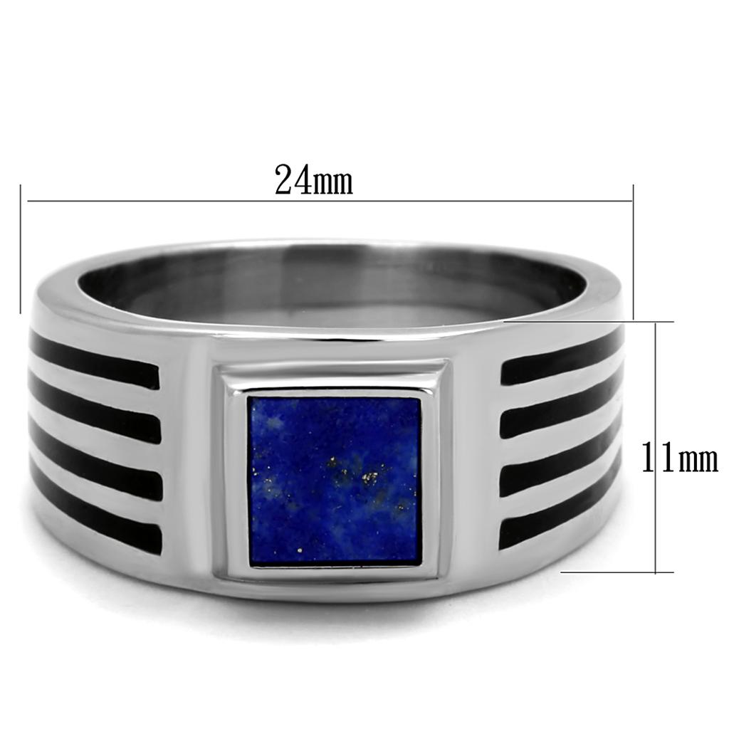 TK2047 - High polished (no plating) Stainless Steel Ring with Precious Stone Lapis in Montana Alamode