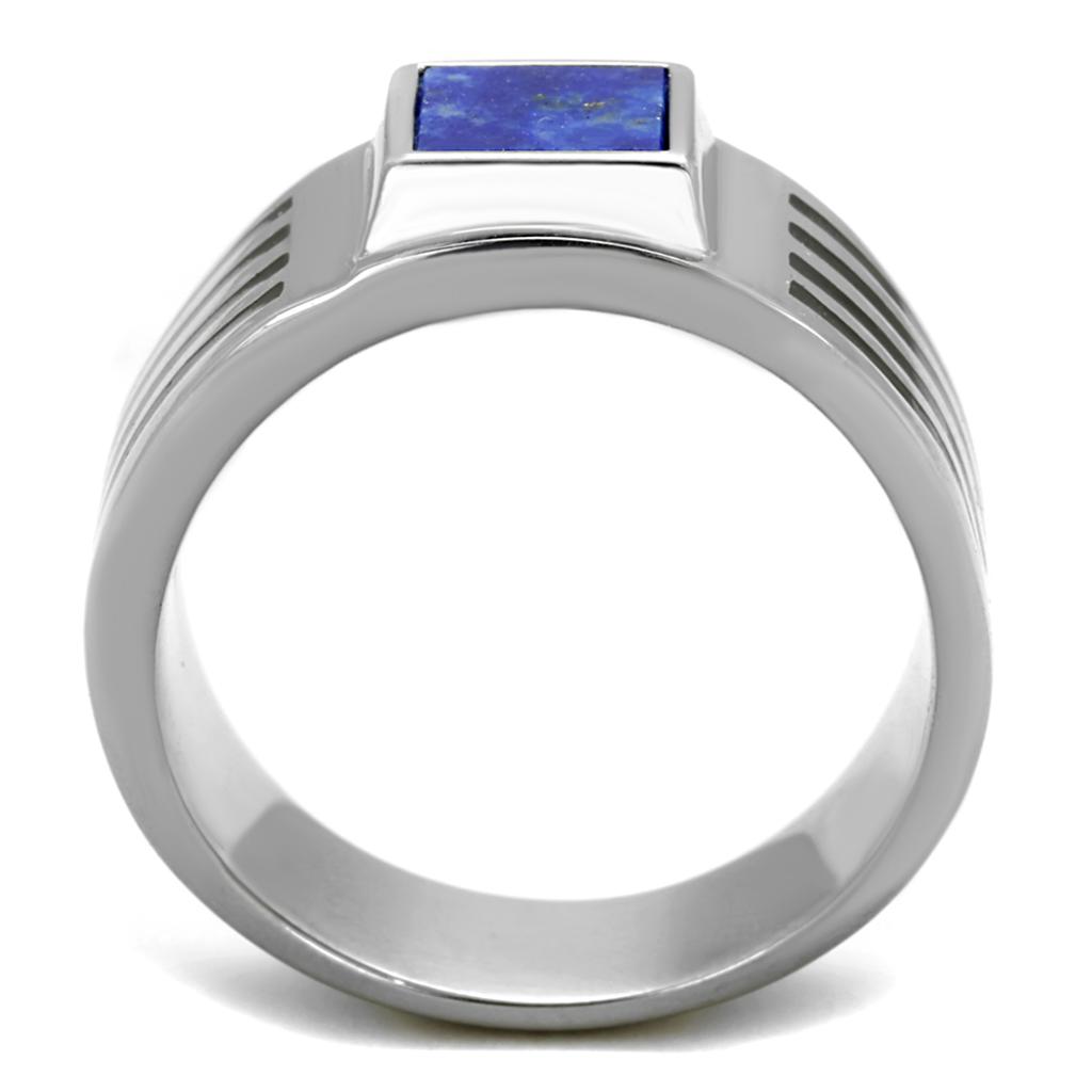 TK2047 - High polished (no plating) Stainless Steel Ring with Precious Stone Lapis in Montana Alamode