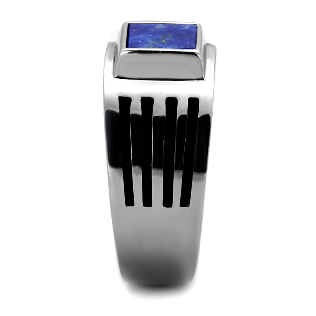 TK2047 - High polished (no plating) Stainless Steel Ring with Precious Stone Lapis in Montana Alamode