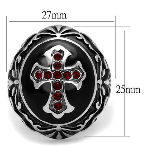TK2229 - High polished (no plating) Stainless Steel Ring with Top Grade Crystal  in Siam-1