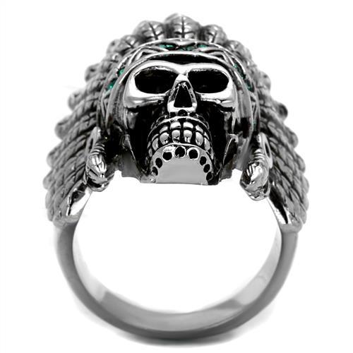 TK2245 - High polished (no plating) Stainless Steel Ring with Top Grade Crystal  in Emerald Alamode