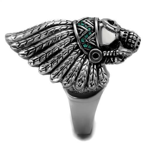 TK2245 - High polished (no plating) Stainless Steel Ring with Top Grade Crystal  in Emerald Alamode