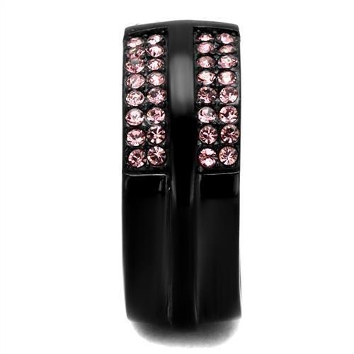 TK2280 - IP Black(Ion Plating) Stainless Steel Ring with Top Grade Crystal  in Light Amethyst Alamode