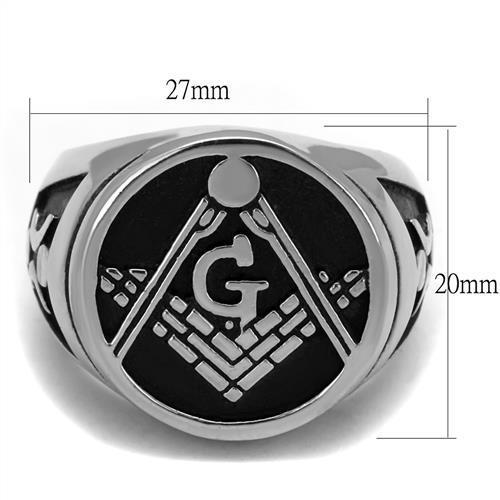 TK2315 - High polished (no plating) Stainless Steel Ring with Epoxy  in Jet-1