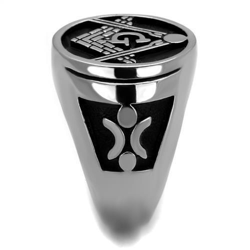 TK2315 - High polished (no plating) Stainless Steel Ring with Epoxy  in Jet-3