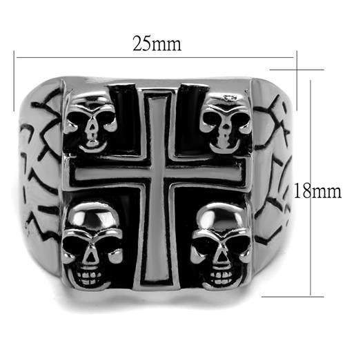 TK2316 - High polished (no plating) Stainless Steel Ring with Epoxy  in Jet Alamode