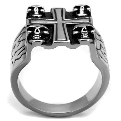 TK2316 - High polished (no plating) Stainless Steel Ring with Epoxy  in Jet Alamode