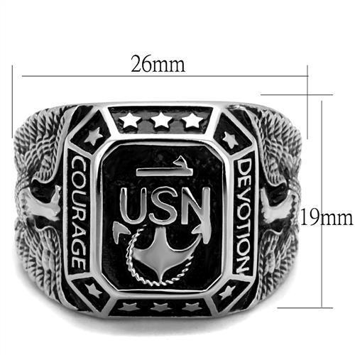 TK2325 - High polished (no plating) Stainless Steel Ring with Epoxy  in Jet Alamode