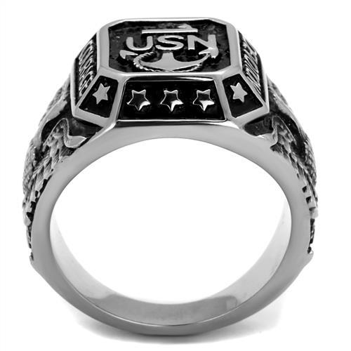 TK2325 - High polished (no plating) Stainless Steel Ring with Epoxy  in Jet Alamode