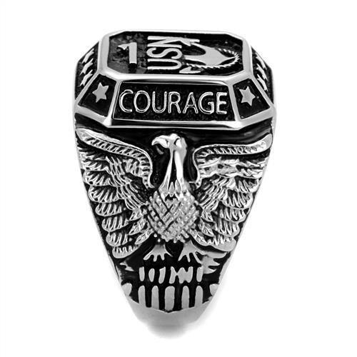 TK2325 - High polished (no plating) Stainless Steel Ring with Epoxy  in Jet Alamode