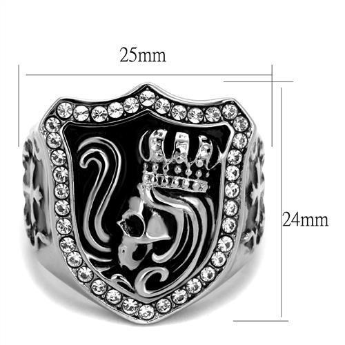 TK2328 - High polished (no plating) Stainless Steel Ring with Top Grade Crystal  in Clear-1