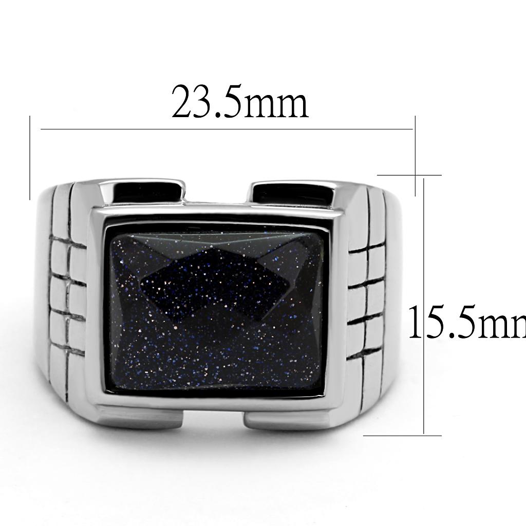 TK2399 - High polished (no plating) Stainless Steel Ring with Blue Sand  in Montana Alamode
