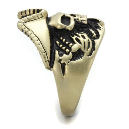 TK2453 - IP Antique Copper Stainless Steel Ring with Epoxy  in Jet-3