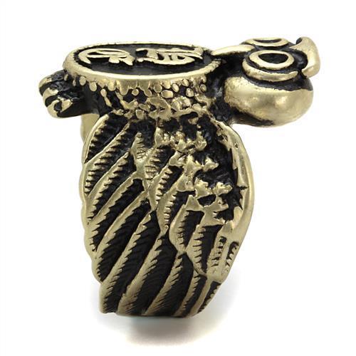 TK2465 - IP Antique Copper Stainless Steel Ring with Epoxy  in Jet-3