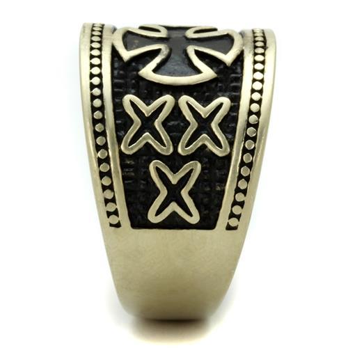 TK2469 - IP Antique Copper Stainless Steel Ring with Epoxy  in Jet-3
