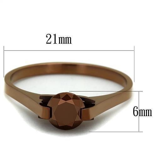 TK2592 - IP Coffee light Stainless Steel Ring with AAA Grade CZ  in Light Coffee Alamode