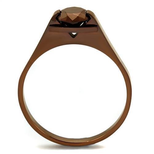 TK2592 - IP Coffee light Stainless Steel Ring with AAA Grade CZ  in Light Coffee Alamode