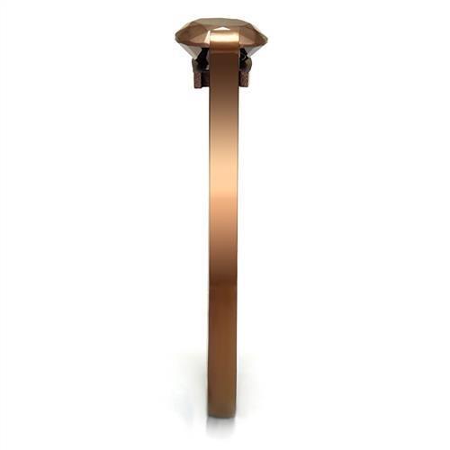 TK2592 - IP Coffee light Stainless Steel Ring with AAA Grade CZ  in Light Coffee Alamode