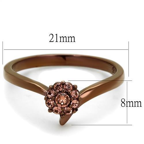 TK2612 - IP Coffee light Stainless Steel Ring with Top Grade Crystal  in Light Peach Alamode