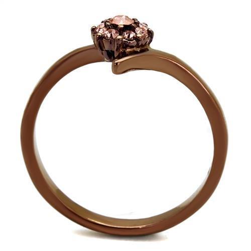TK2612 - IP Coffee light Stainless Steel Ring with Top Grade Crystal  in Light Peach Alamode