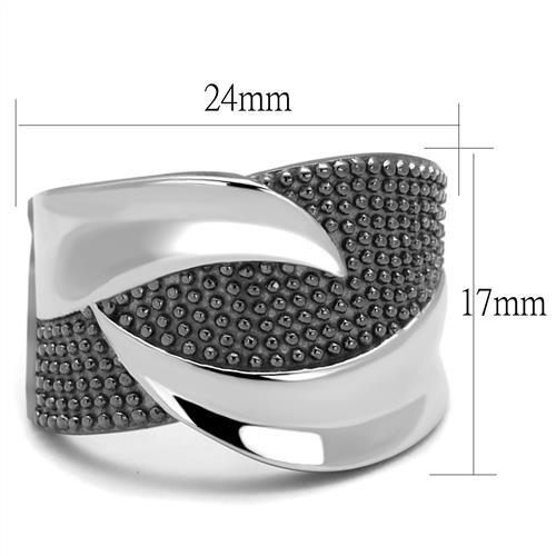 TK2700 - Two Tone IP Light Black (IP Gun) Stainless Steel Ring with No Stone Alamode