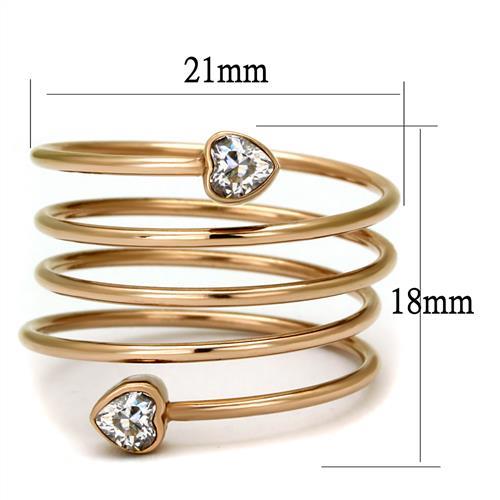 TK2836 - IP Rose Gold(Ion Plating) Stainless Steel Ring with AAA Grade CZ  in Clear Alamode