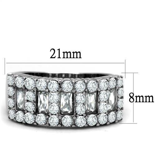 TK2866 - High polished (no plating) Stainless Steel Ring with AAA Grade CZ  in Clear Alamode