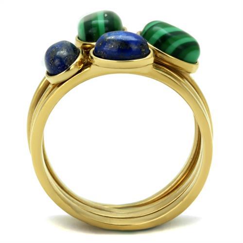 TK2905 - IP Gold(Ion Plating) Stainless Steel Ring with Synthetic MALACHITE in Emerald Alamode