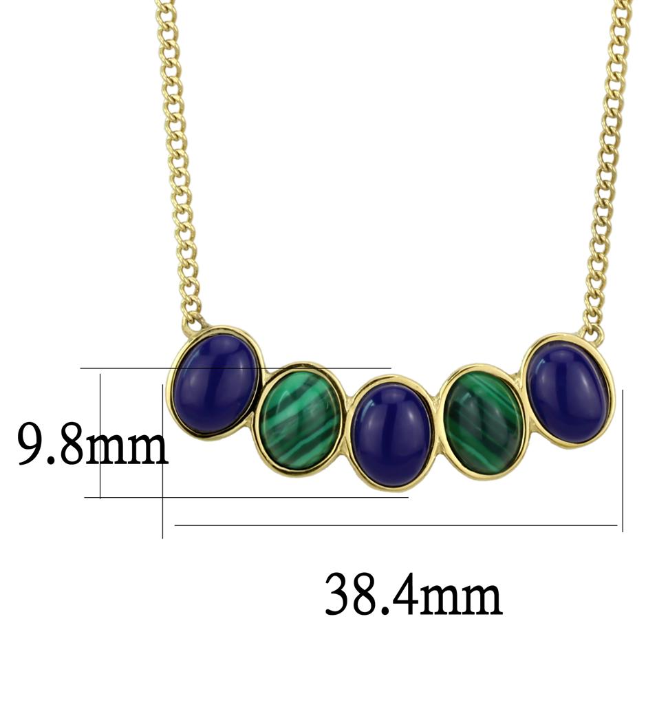 TK2911 - IP Gold(Ion Plating) Stainless Steel Necklace with Precious Stone Lapis in Montana Alamode