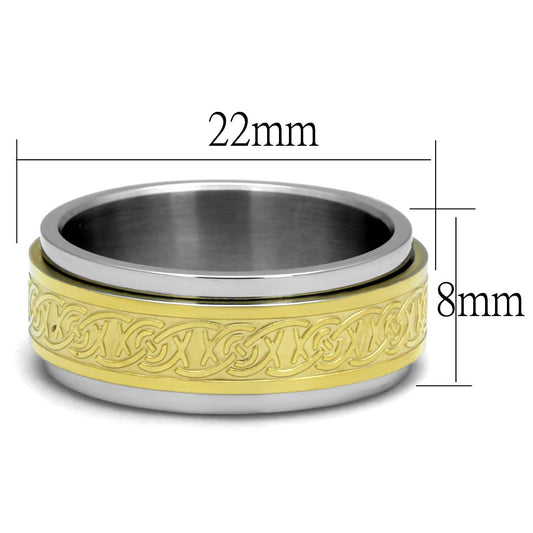 TK2939 - Two-Tone IP Gold (Ion Plating) Stainless Steel Ring with No Stone Alamode
