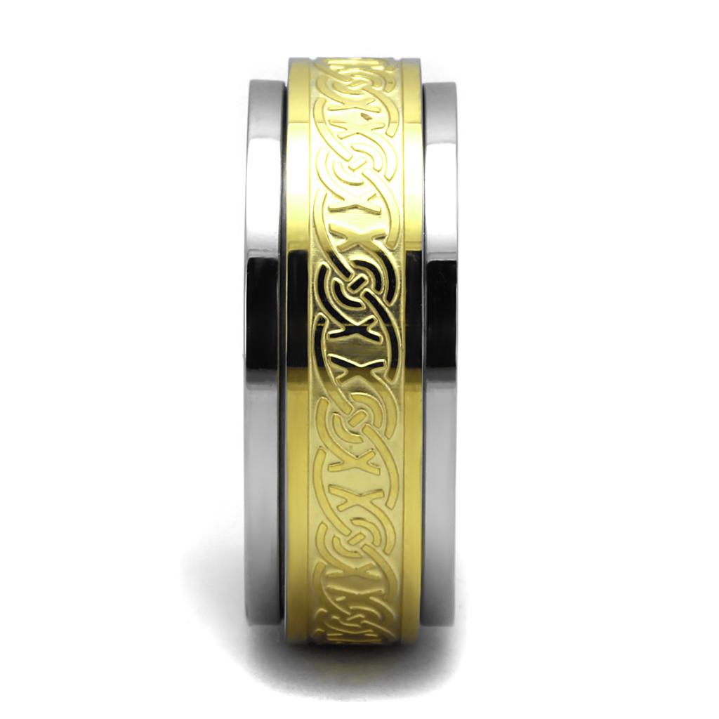 TK2939 - Two-Tone IP Gold (Ion Plating) Stainless Steel Ring with No Stone Alamode