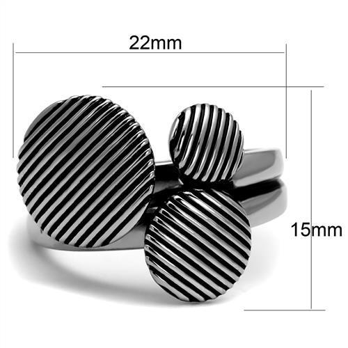 TK2973 - High polished (no plating) Stainless Steel Ring with Epoxy  in Jet Alamode